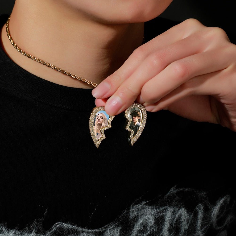 Custom Heartbreak Magnetic Photo Pendant 14K - ICECI