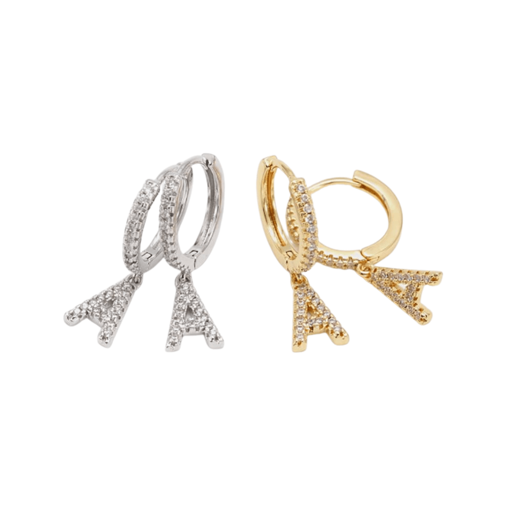 Custom Initial Drop Earrings 14K - ICECI
