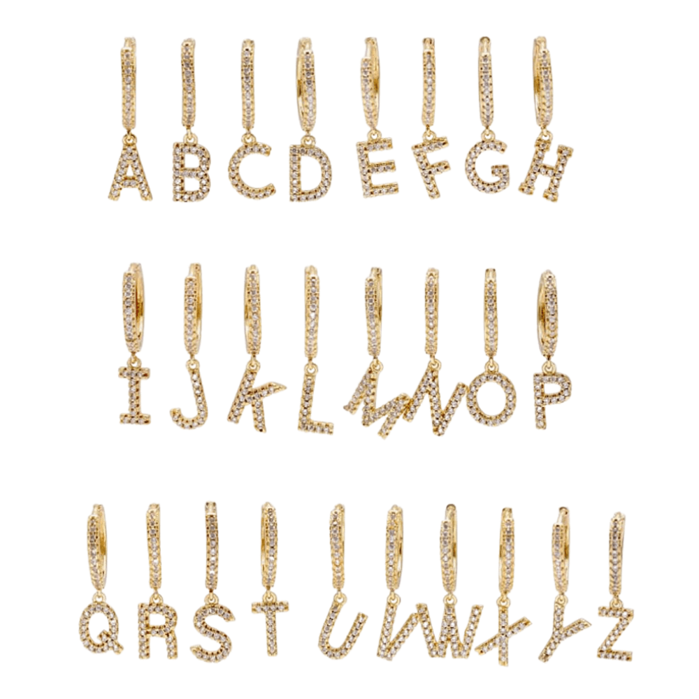 Custom Initial Drop Earrings 14K - ICECI