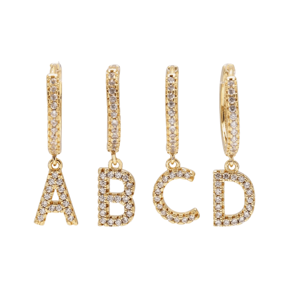 Custom Initial Drop Earrings 14K - ICECI