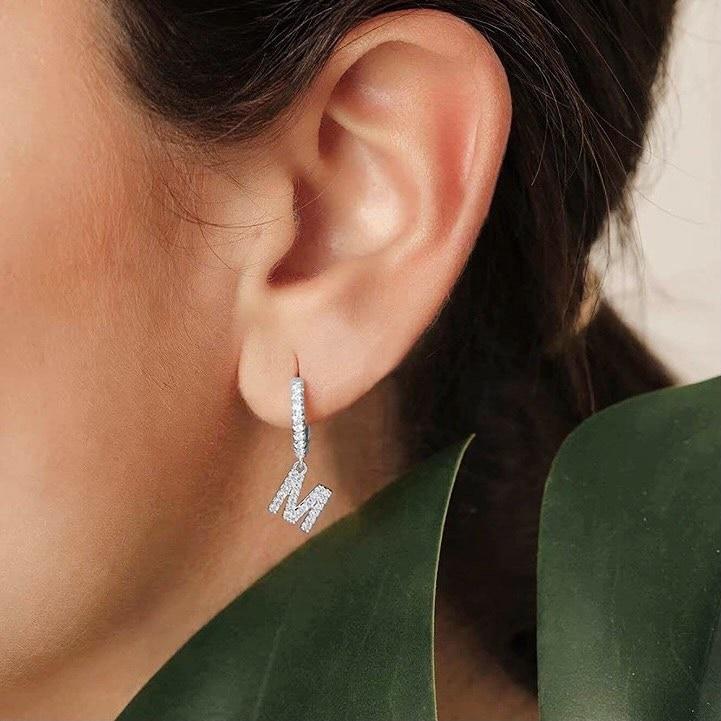 Custom Initial Drop Earrings 14K - ICECI