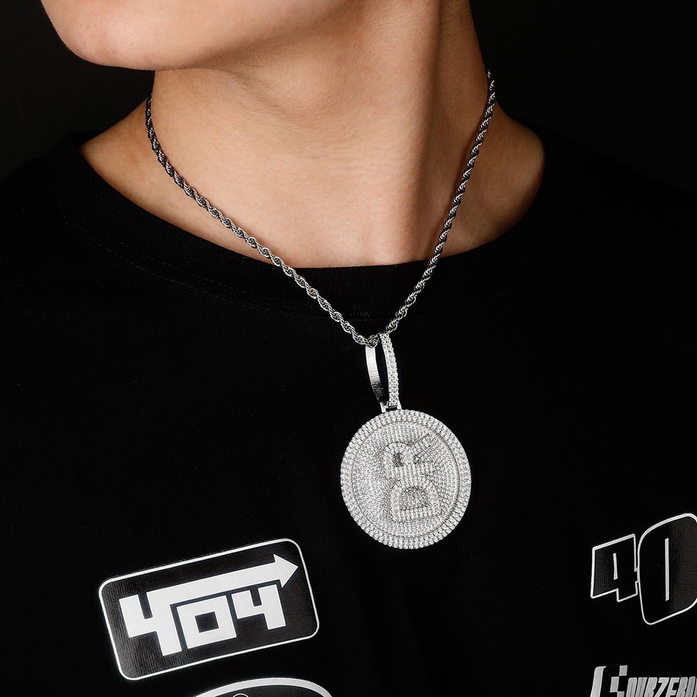 Custom Initial Round Rotatable Pendant 14K - ICECI