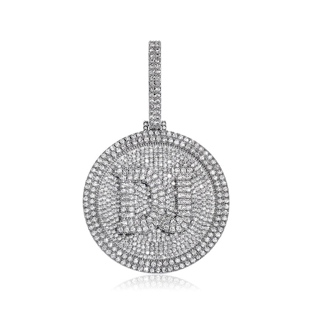 Custom Initial Round Rotatable Pendant 14K - ICECI