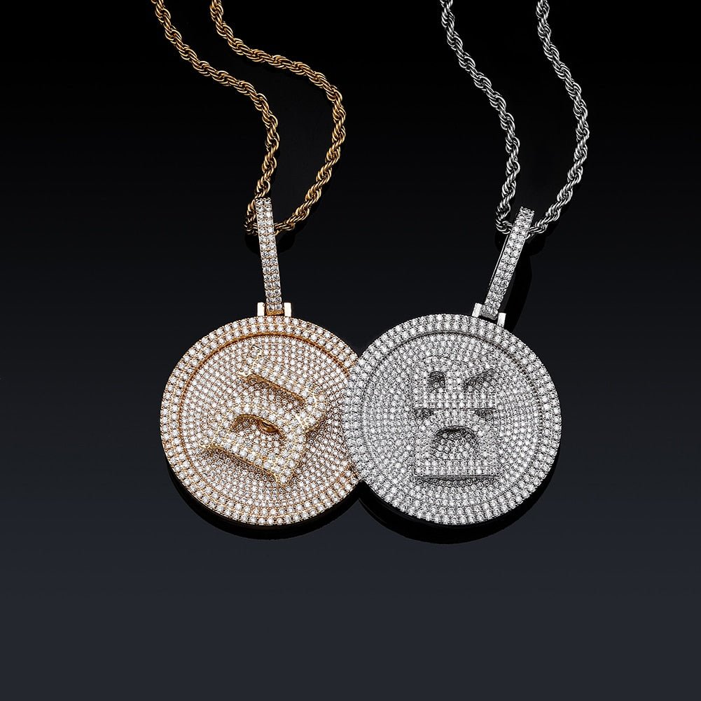 Custom Initial Round Rotatable Pendant 14K - ICECI