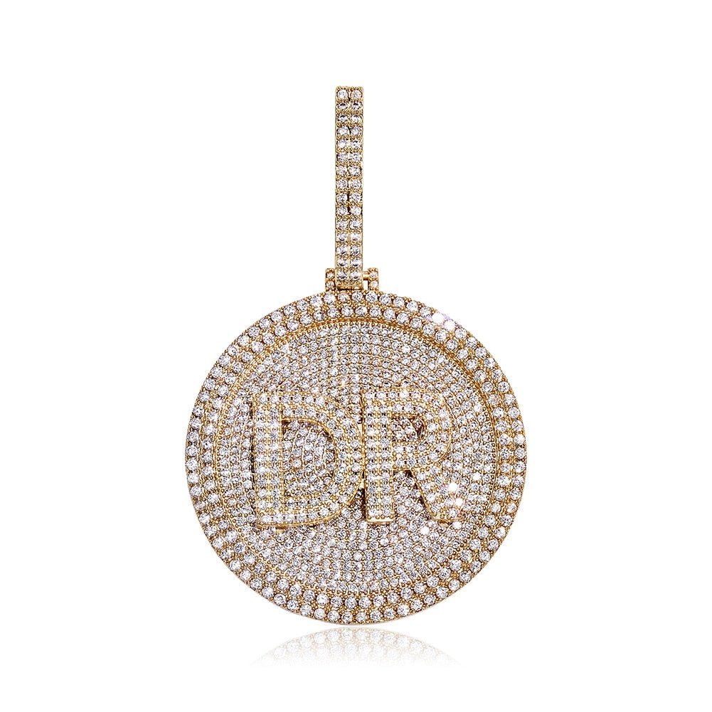 Custom Initial Round Rotatable Pendant 14K - ICECI