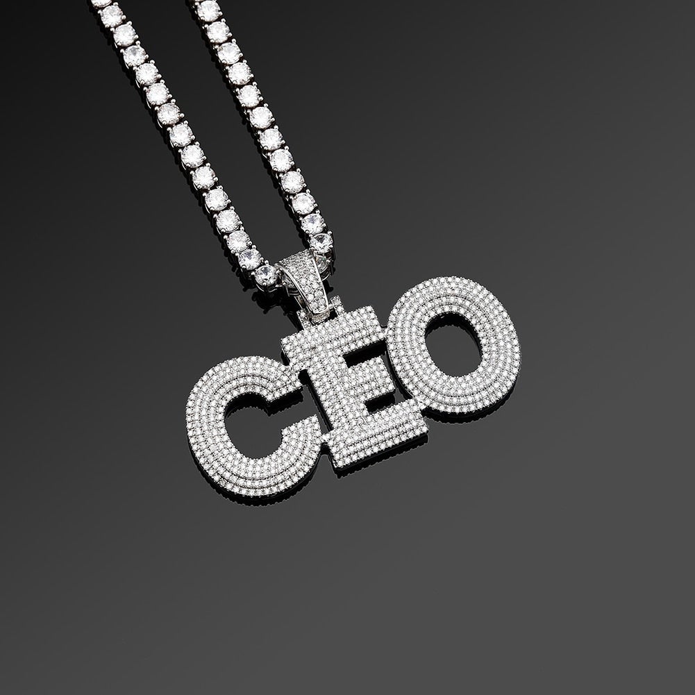 Custom Micro Pave Font Pendant 14K - ICECI