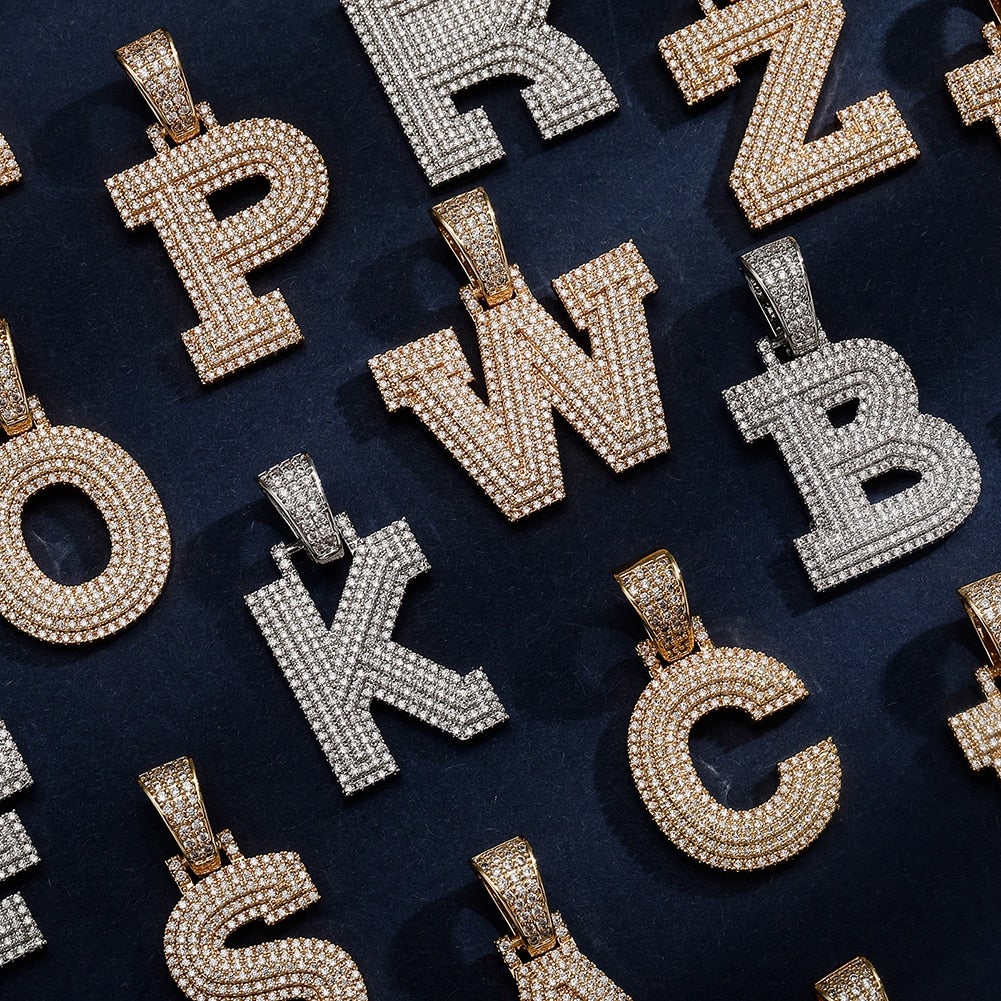 Custom Micro Pave Letter Pendant 14K - ICECI