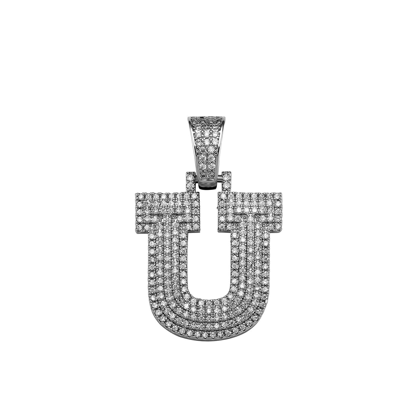 Custom Micro Pave Letter Pendant 14K - ICECI
