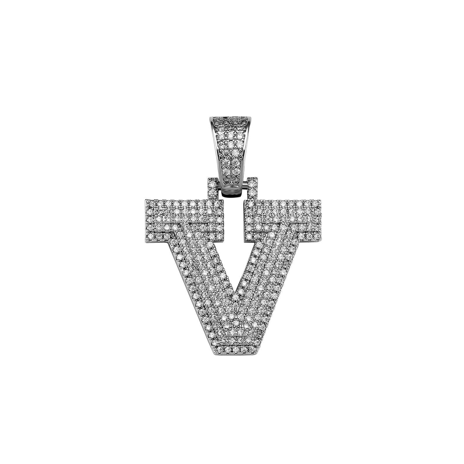 Custom Micro Pave Letter Pendant 14K - ICECI