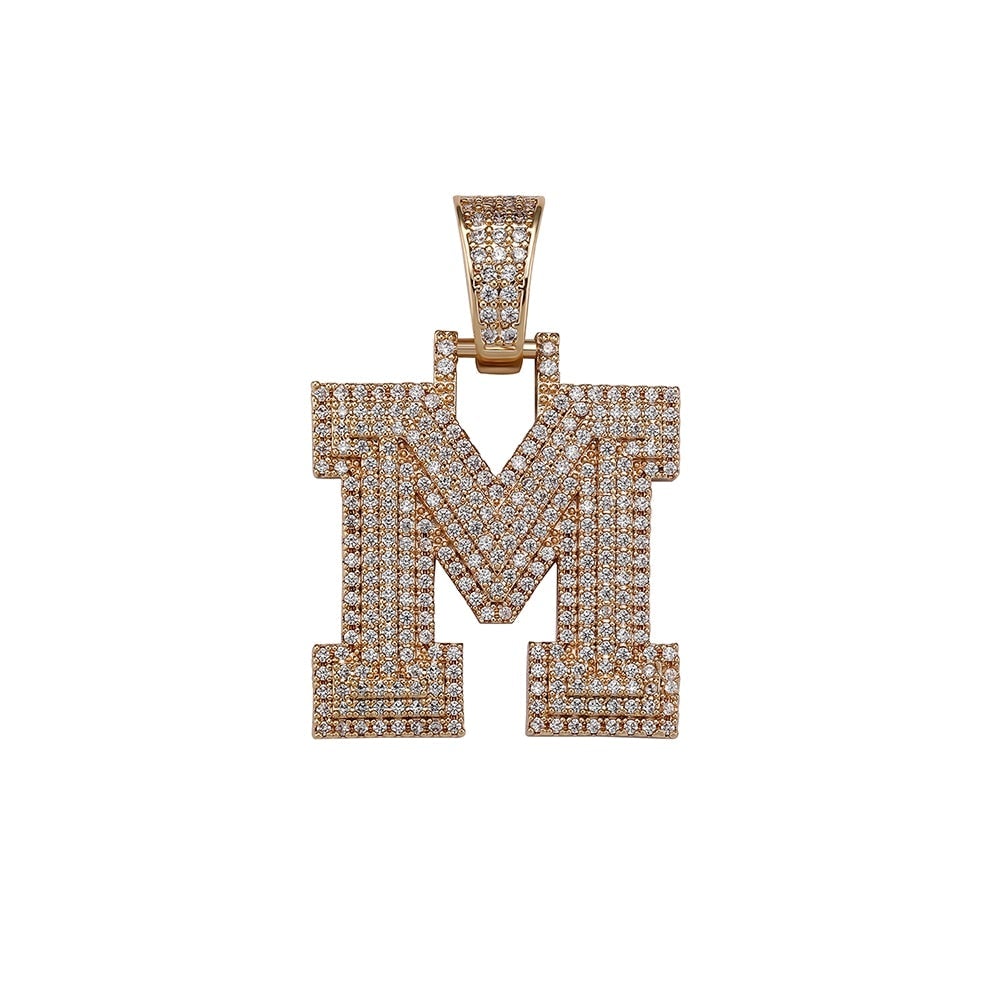 Custom Micro Pave Letter Pendant 14K - ICECI