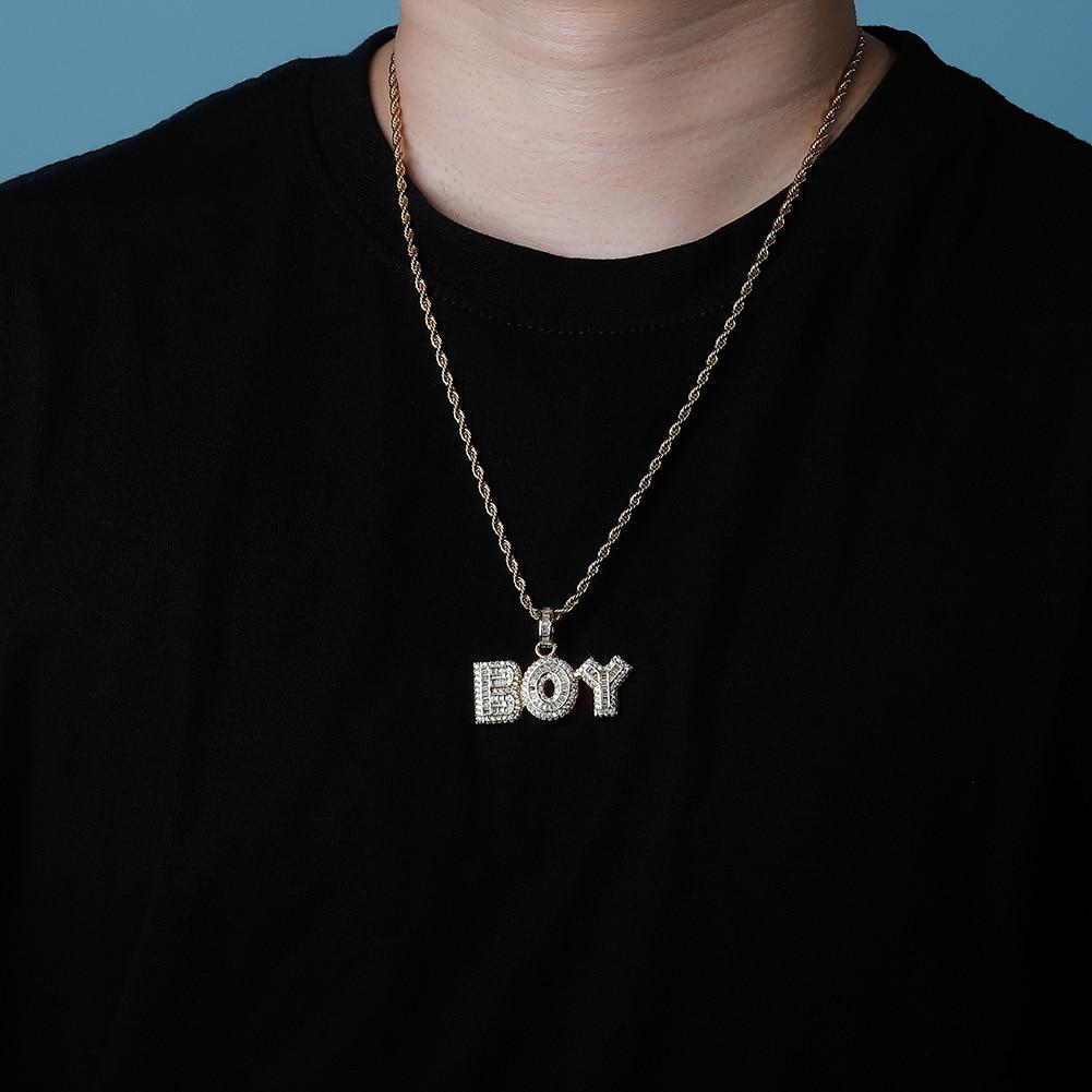 Custom Multi - Layer Baguette Font Pendant 14K - ICECI
