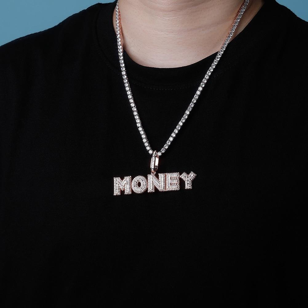 Custom Multi - Layer Baguette Font Pendant 14K - ICECI