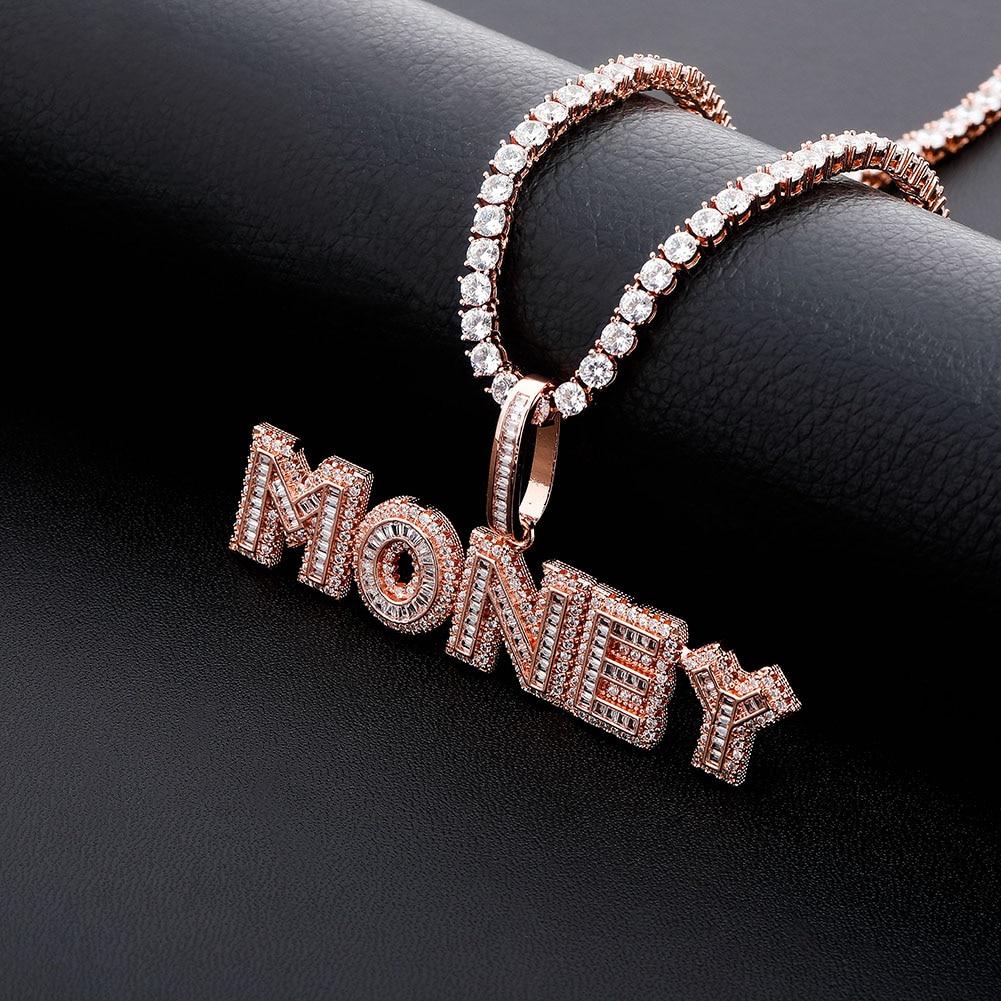 Custom Multi - Layer Baguette Font Pendant 14K - ICECI