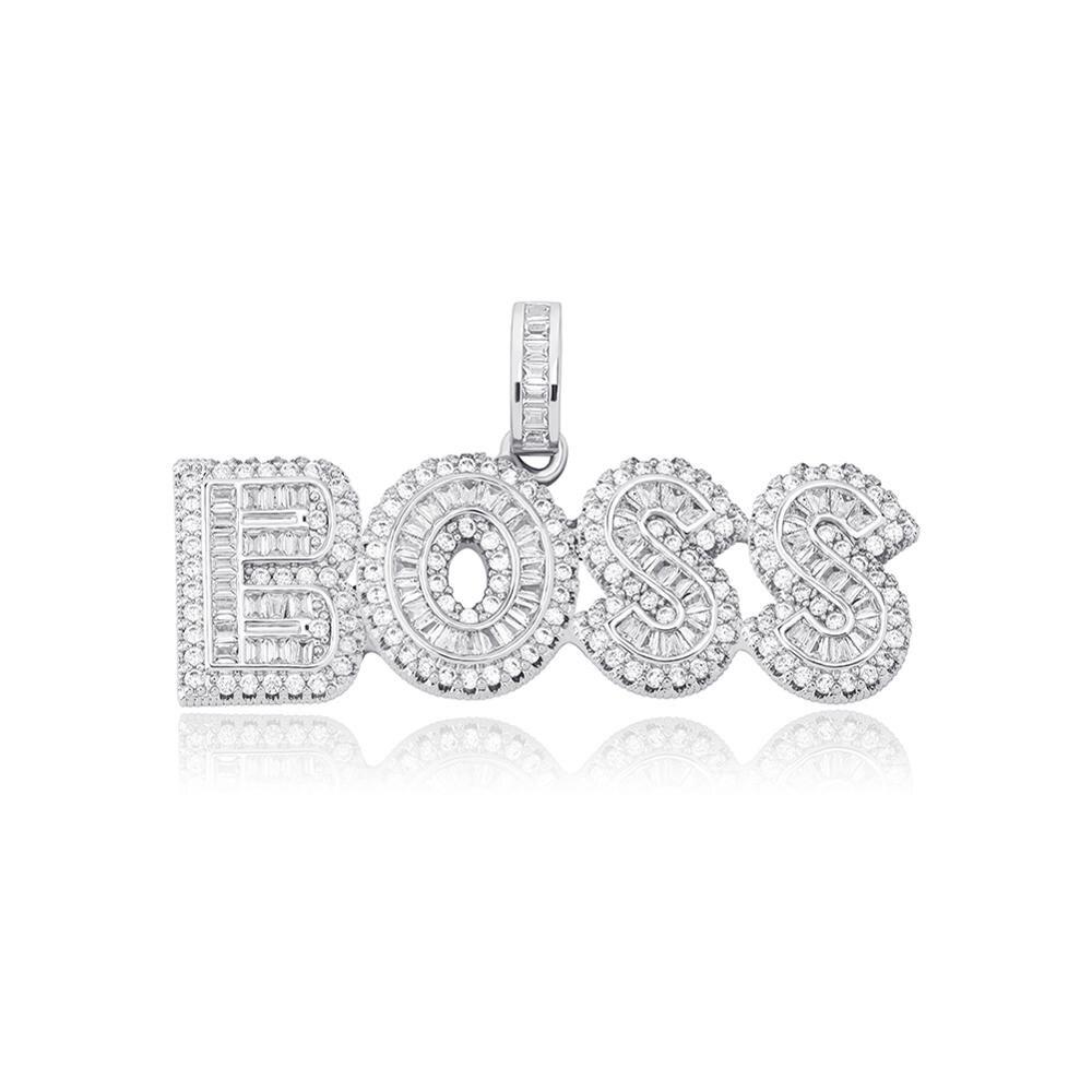 Custom Multi - Layer Baguette Font Pendant 14K - ICECI