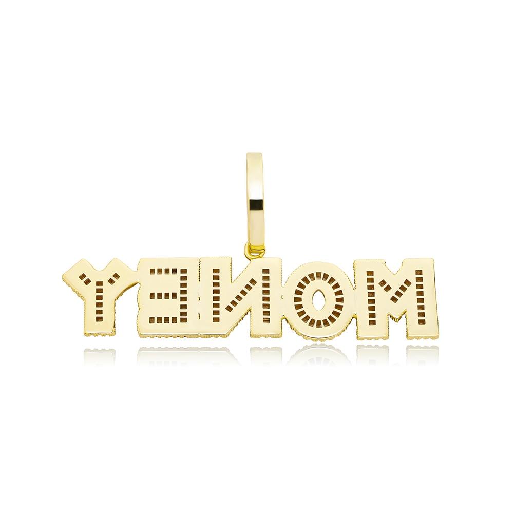 Custom Multi - Layer Baguette Font Pendant 14K - ICECI