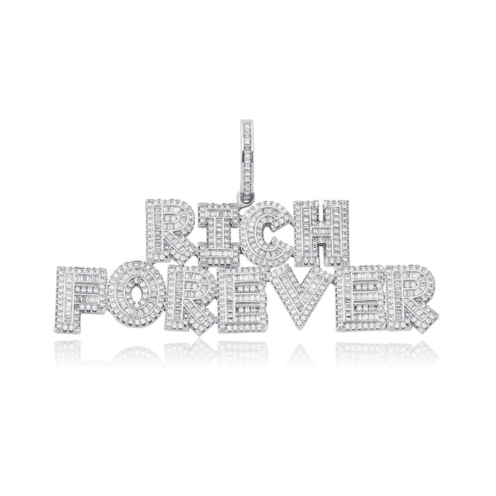 Custom Multi - Layer Baguette Font Pendant 14K - ICECI