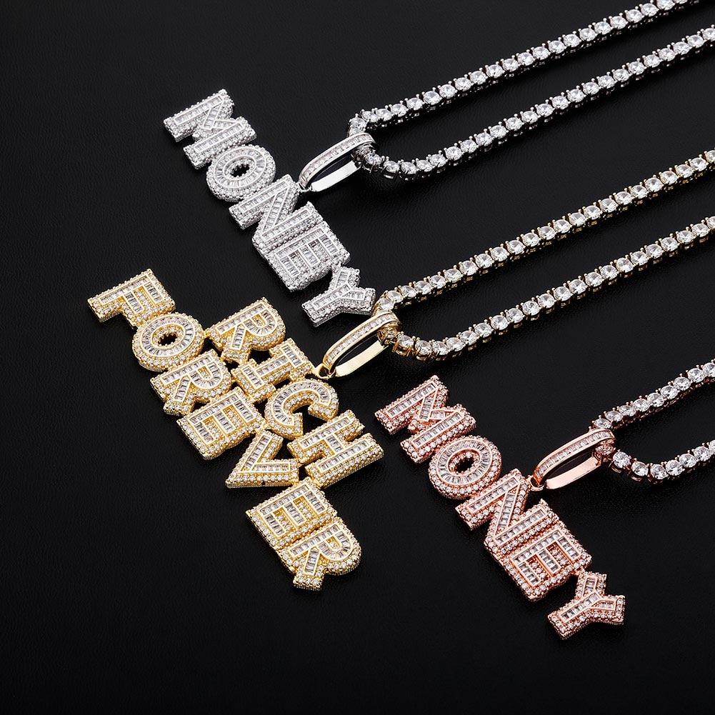 Custom Multi - Layer Baguette Font Pendant 14K - ICECI
