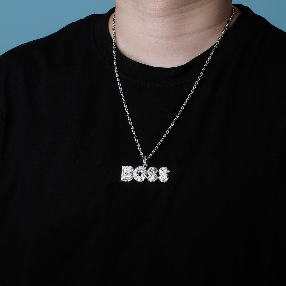 Custom Multi - Layer Baguette Font Pendant 14K - ICECI