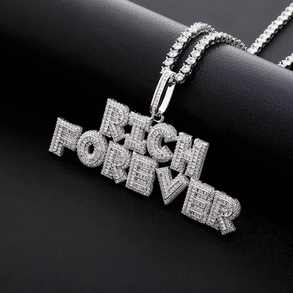 Custom Multi - Layer Baguette Font Pendant 14K - ICECI