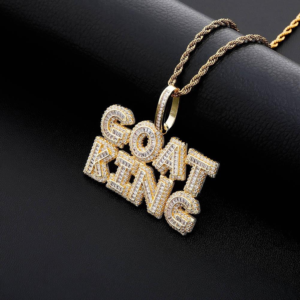 Custom Multi - Layer Baguette Font Pendant 14K - ICECI