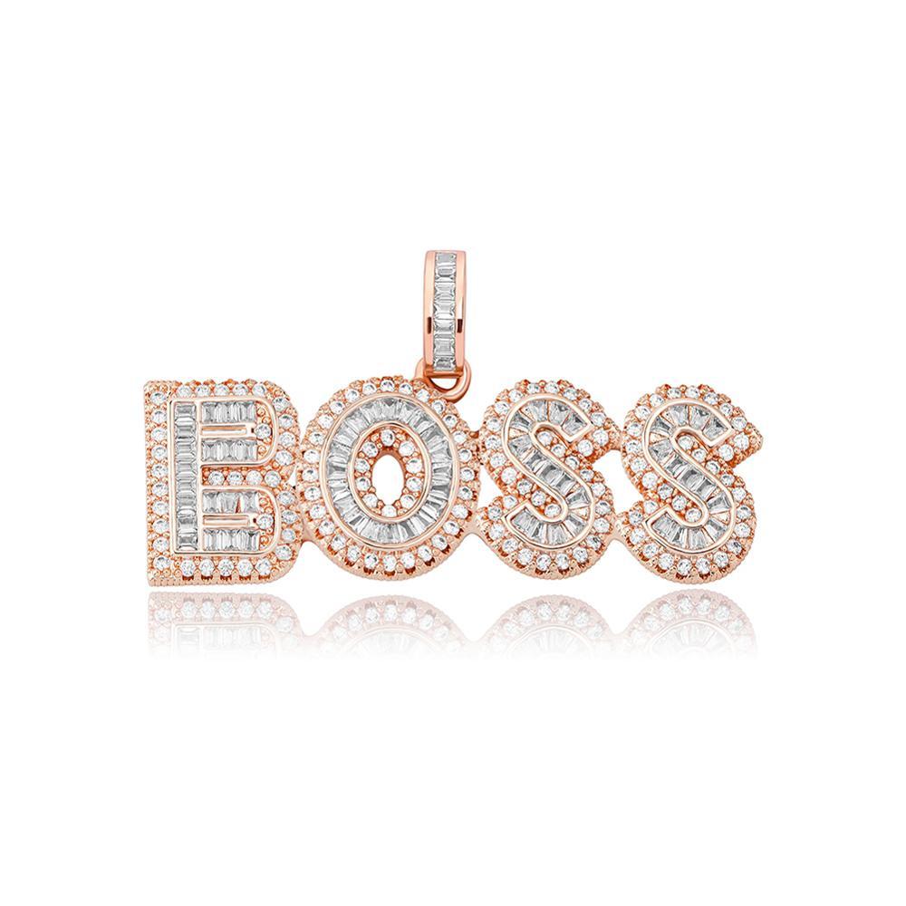 Custom Multi - Layer Baguette Font Pendant 14K - ICECI