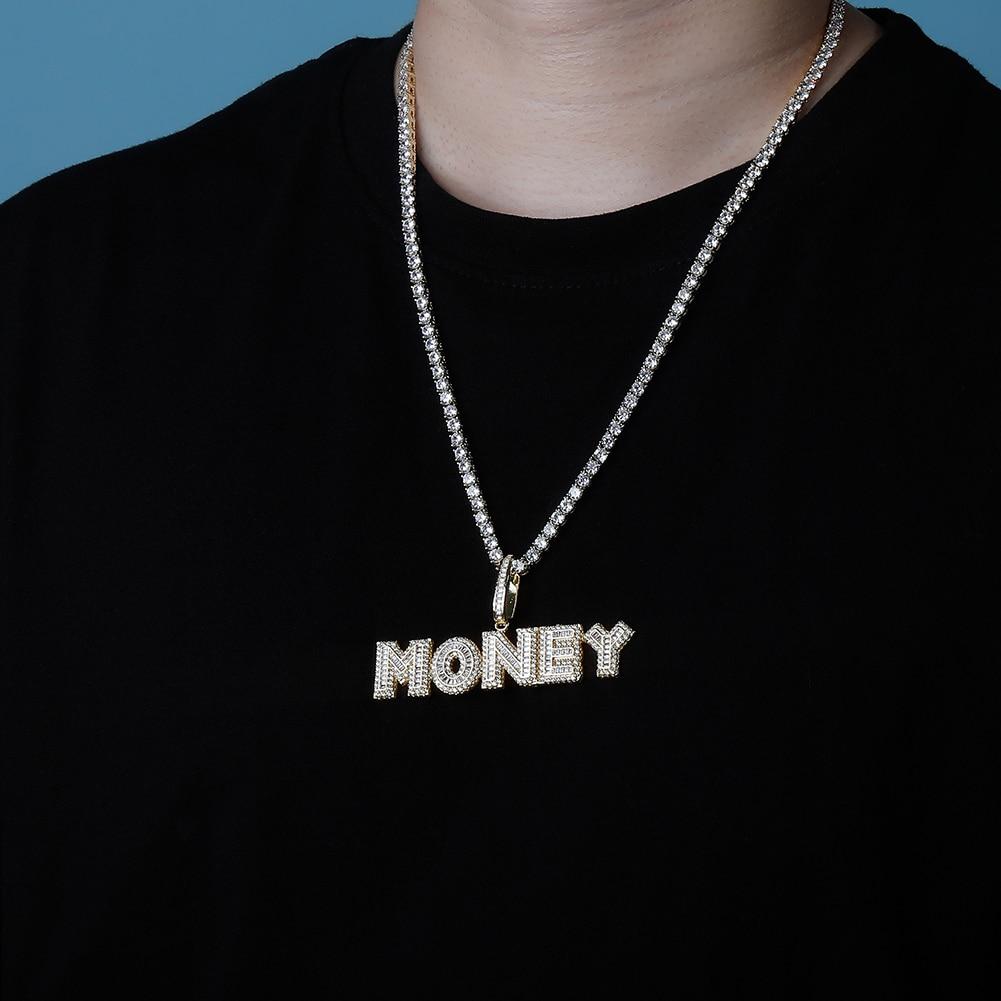 Custom Multi - Layer Baguette Font Pendant 14K - ICECI