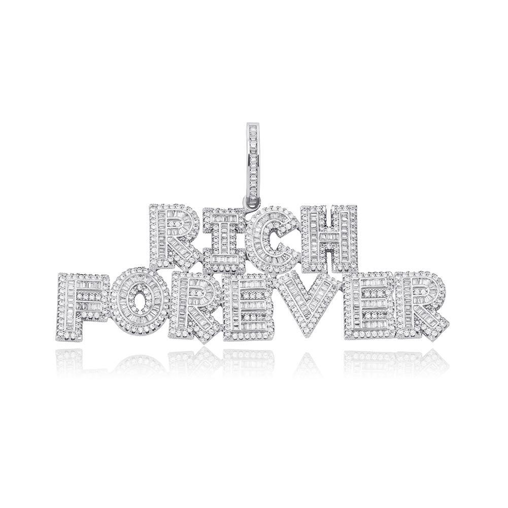 Custom Multi - Layer Baguette Font Pendant 14K - ICECI