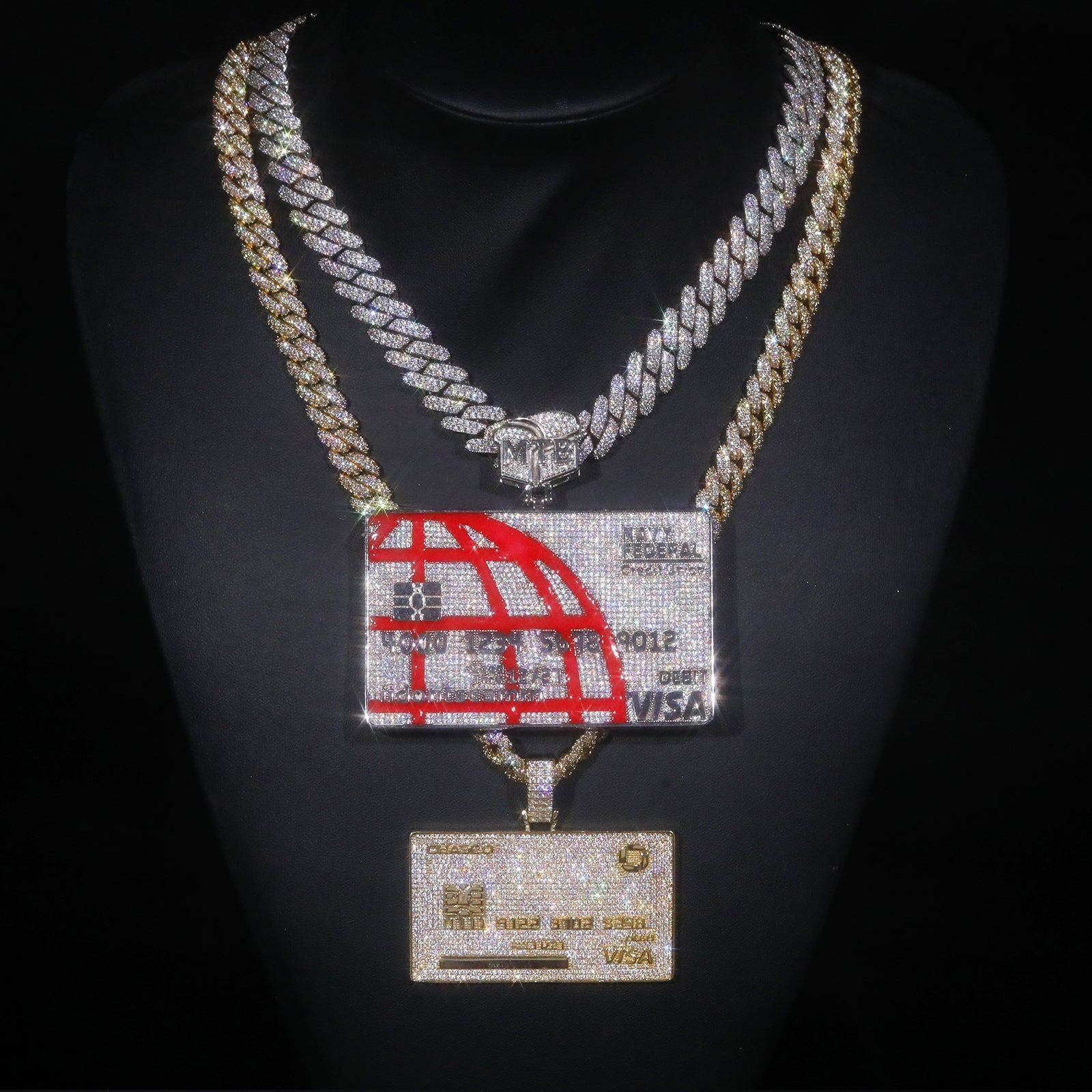 Custom Name Credit Card Pendant 18K X Moissanite - ICECI
