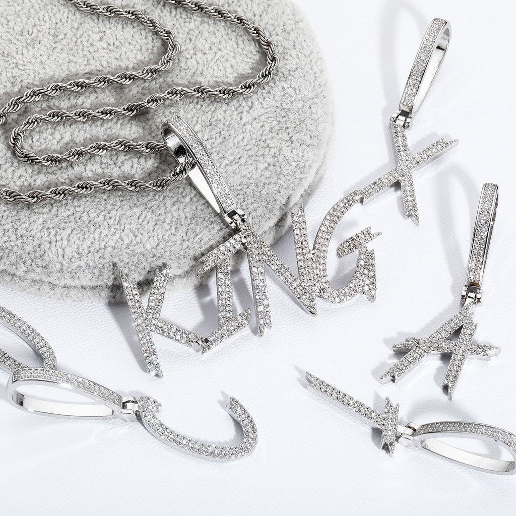 Custom New Brush Letter Pendant 14K - ICECI