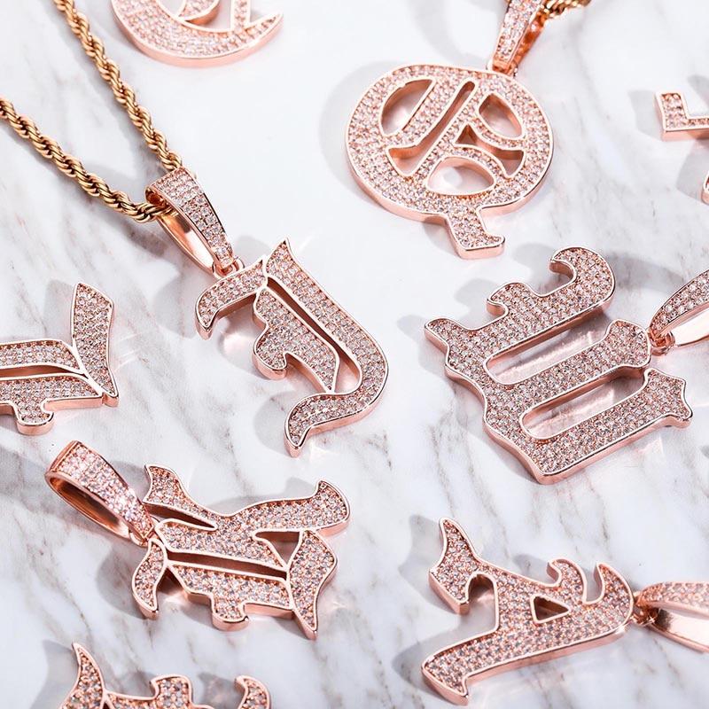 Custom Old English Letter Pendant 14K - ICECI