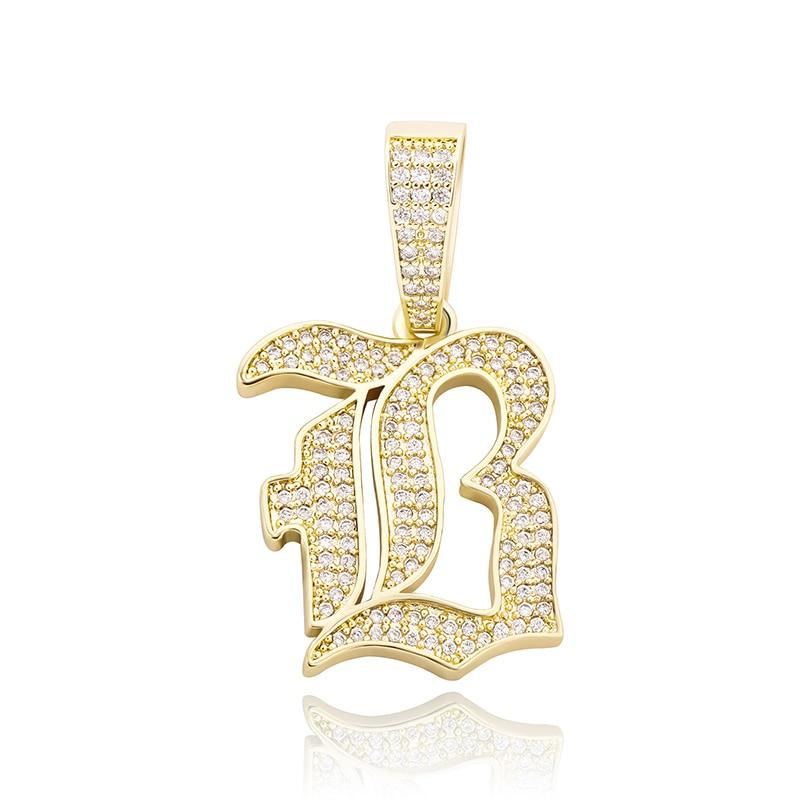 Custom Old English Letter Pendant 14K - ICECI