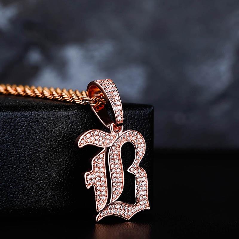 Custom Old English Letter Pendant 14K - ICECI