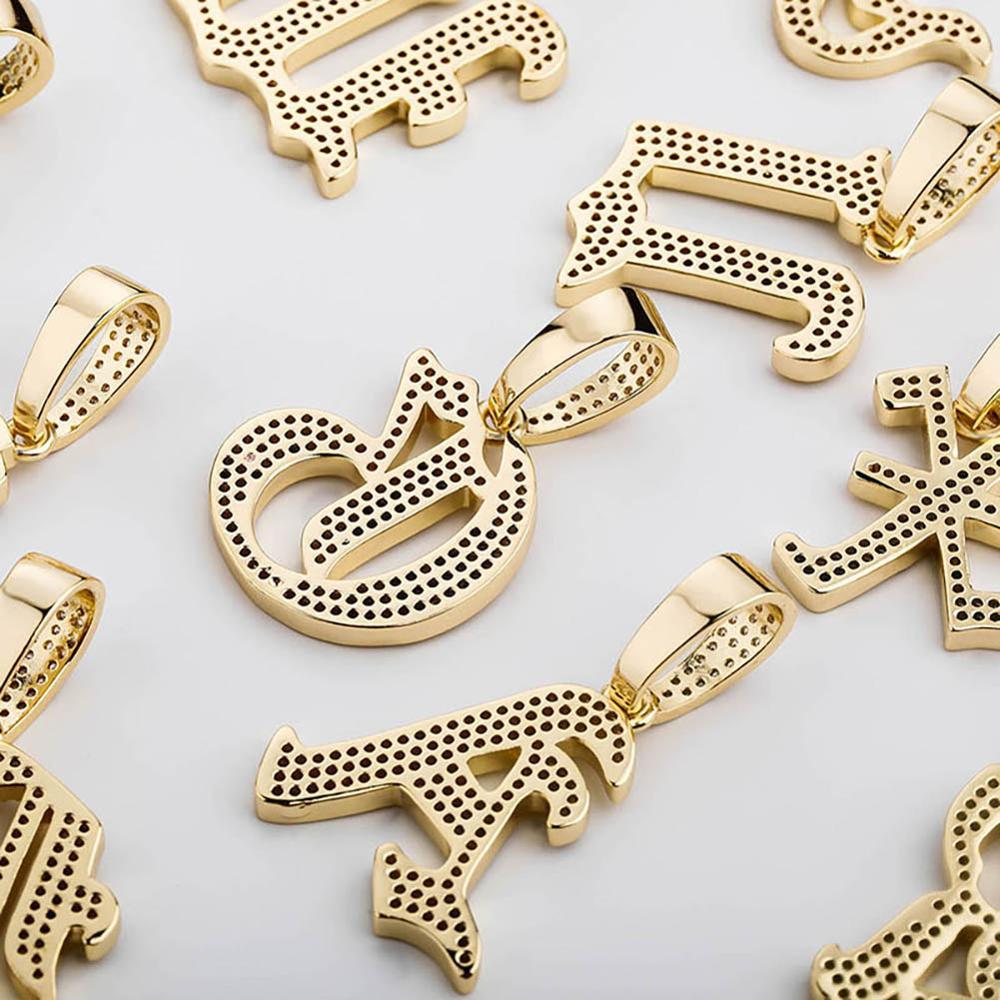 Custom Old English Letter Pendant 14K - ICECI