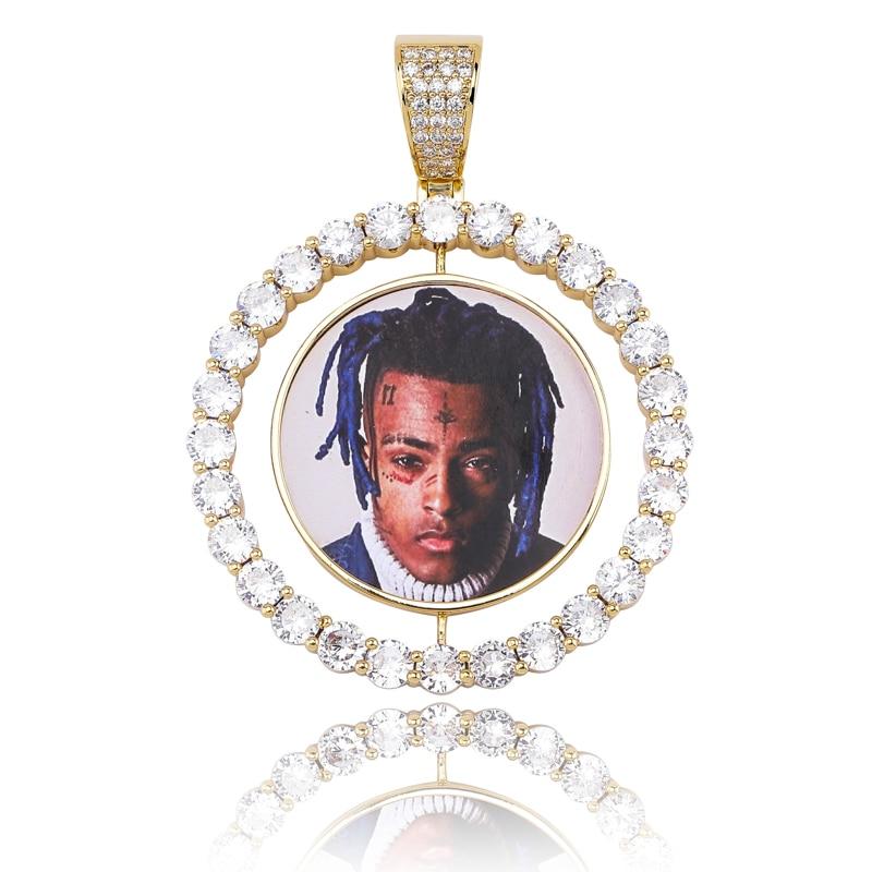 Custom Rotating Two - Faced Photo Medallion Pendant 14K - ICECI