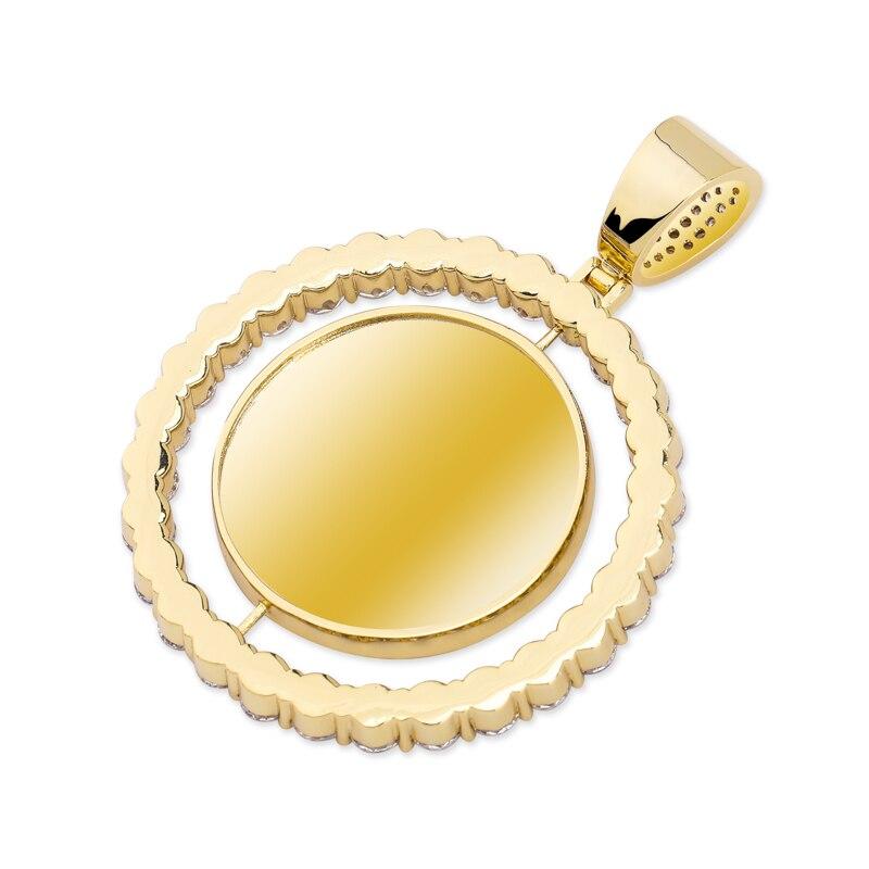 Custom Rotating Two - Faced Photo Medallion Pendant 14K - ICECI