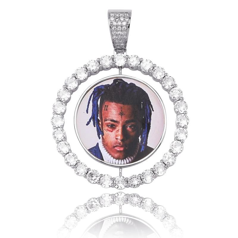 Custom Rotating Two - Faced Photo Medallion Pendant 14K - ICECI
