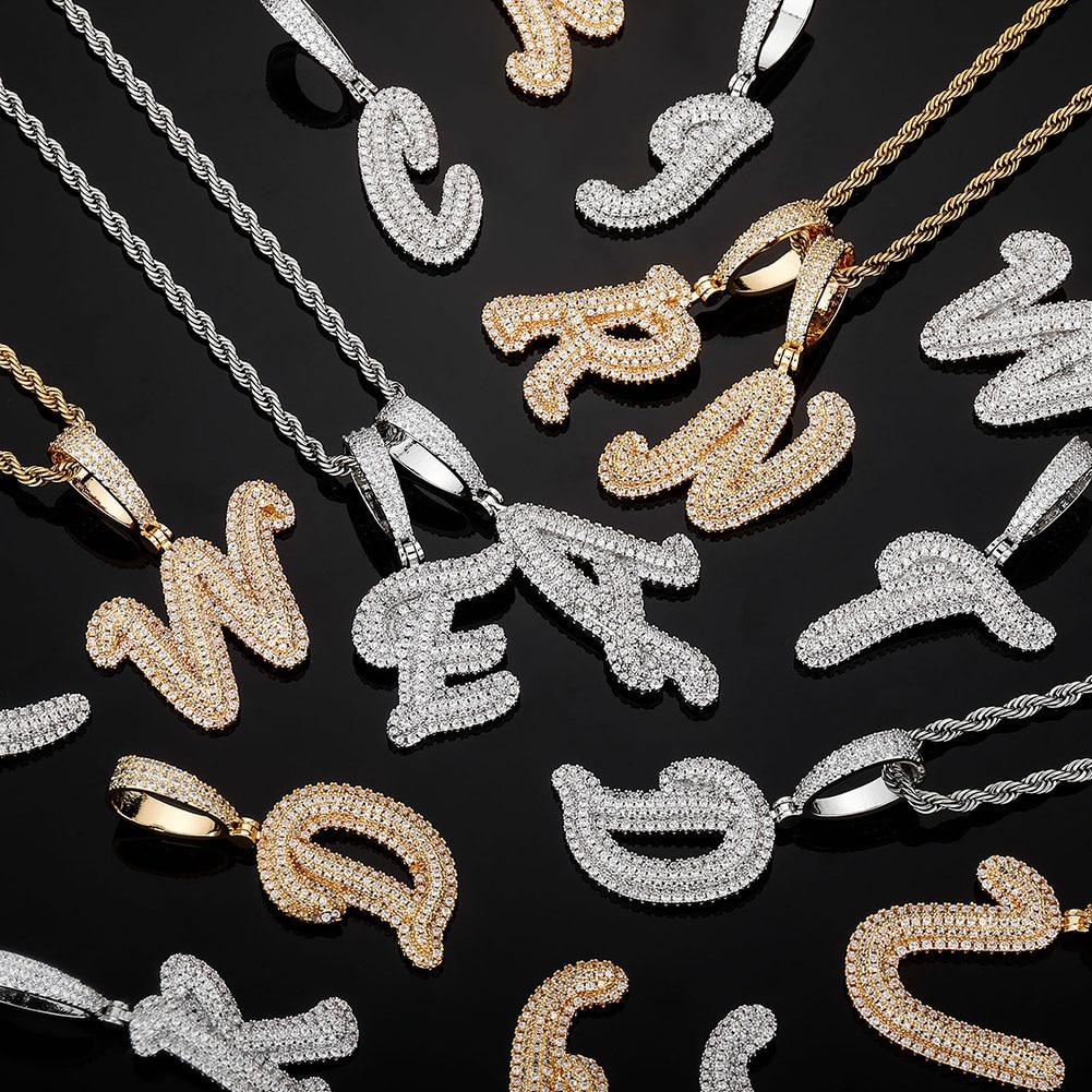 Custom Script Bubble Letter Pendant 14K - ICECI