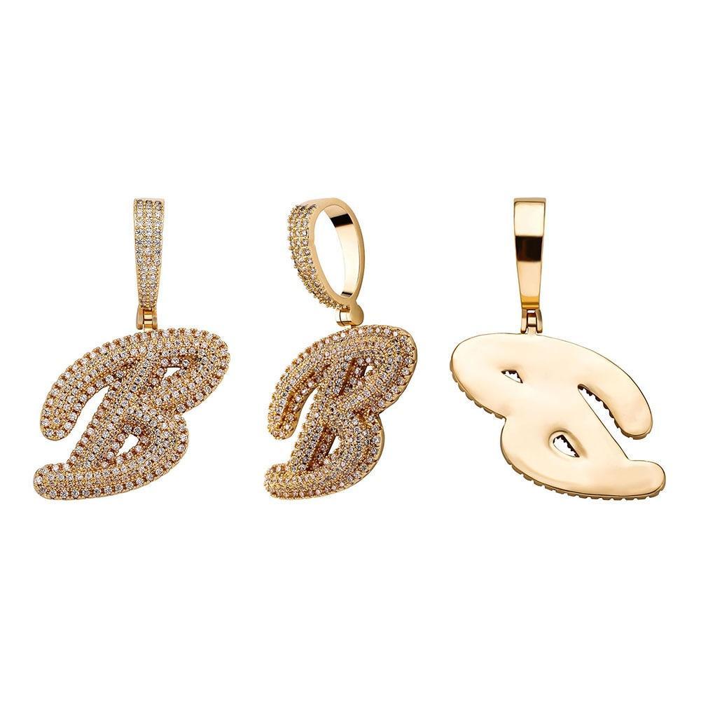 Custom Script Bubble Letter Pendant 14K - ICECI