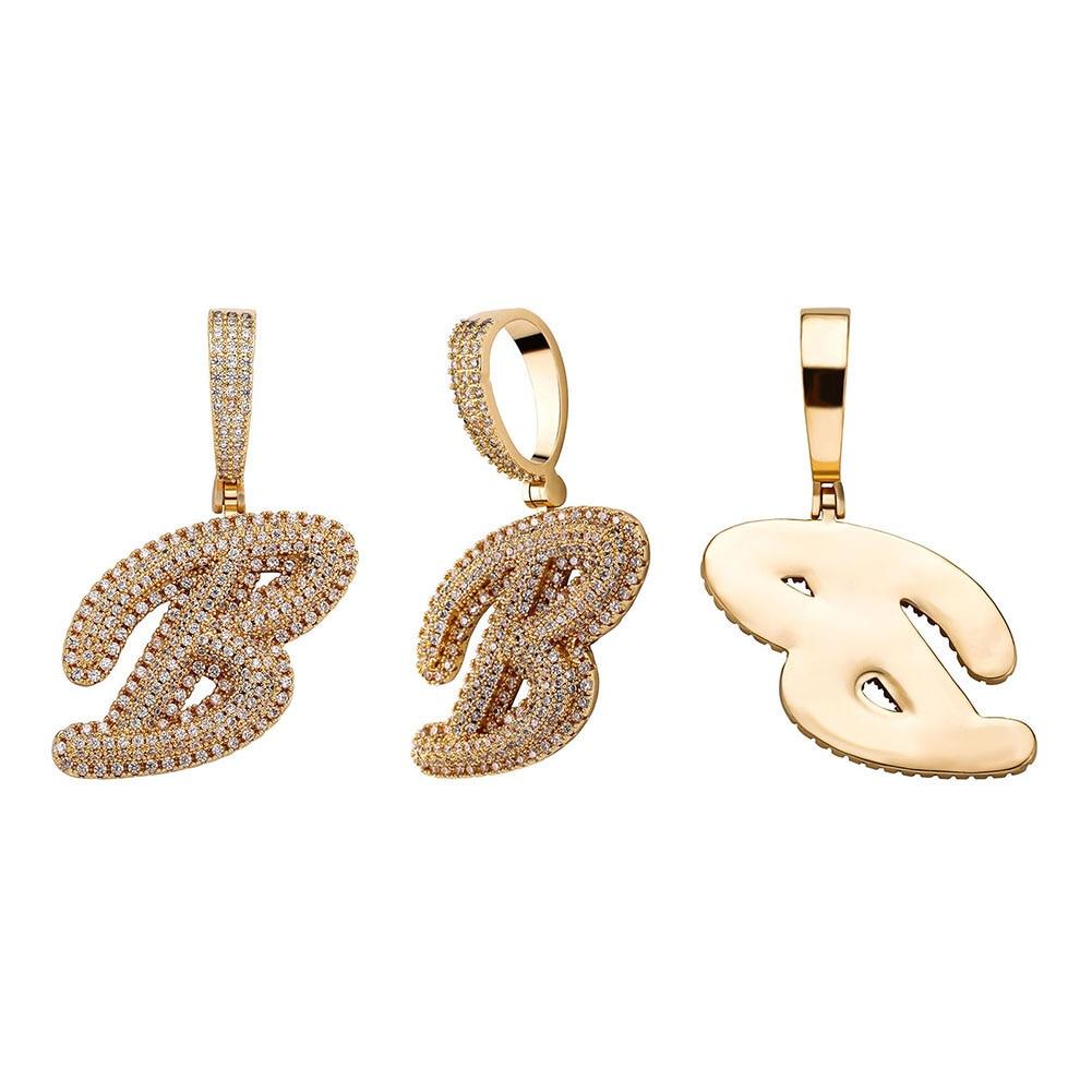 Custom Script Bubble Letter Pendant 14K - ICECI