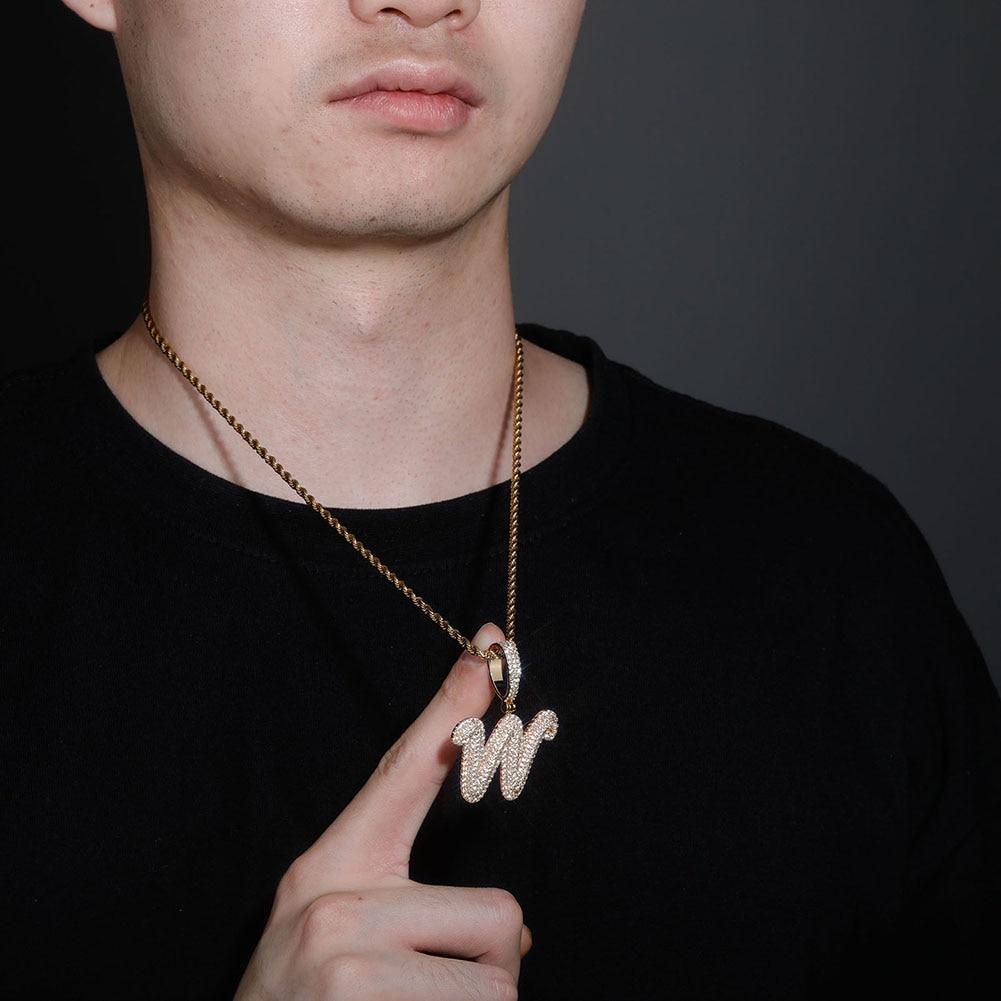 Custom Script Bubble Letter Pendant 14K - ICECI