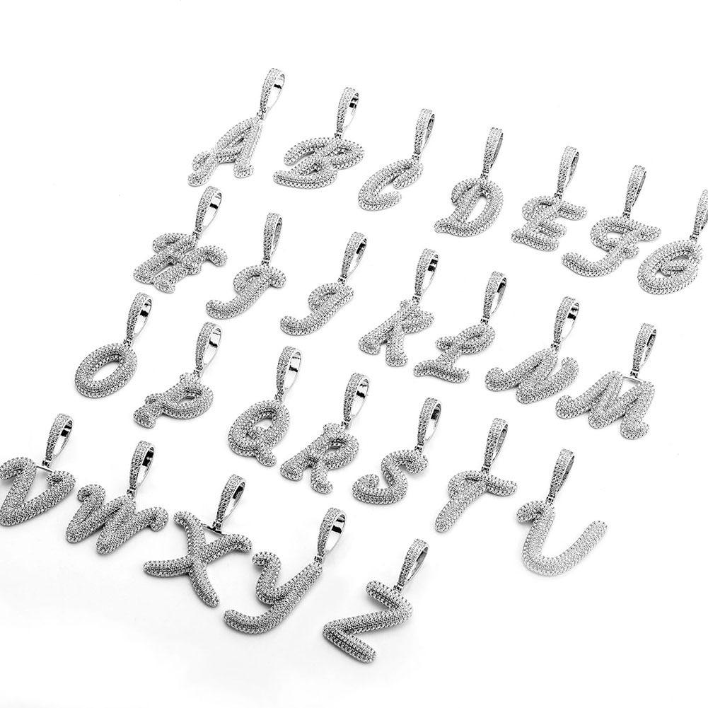 Custom Script Bubble Letter Pendant 14K - ICECI