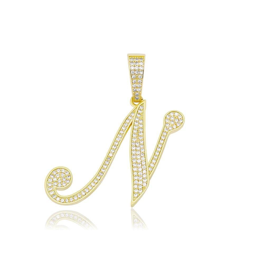Custom Script Letter Pendant 14K - ICECI