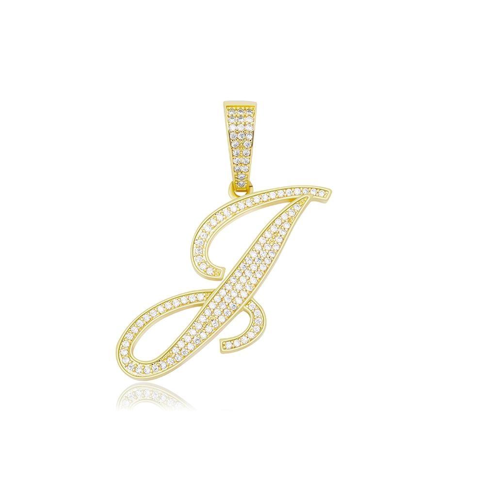 Custom Script Letter Pendant 14K - ICECI