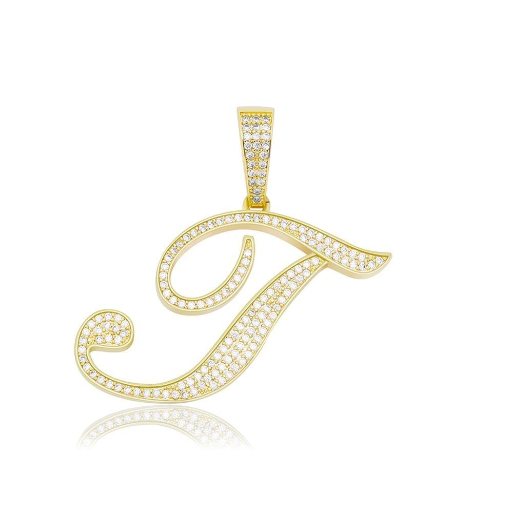 Custom Script Letter Pendant 14K - ICECI