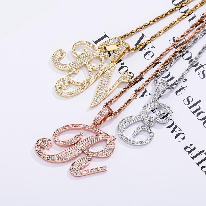 Custom Script Letter Pendant 14K - ICECI