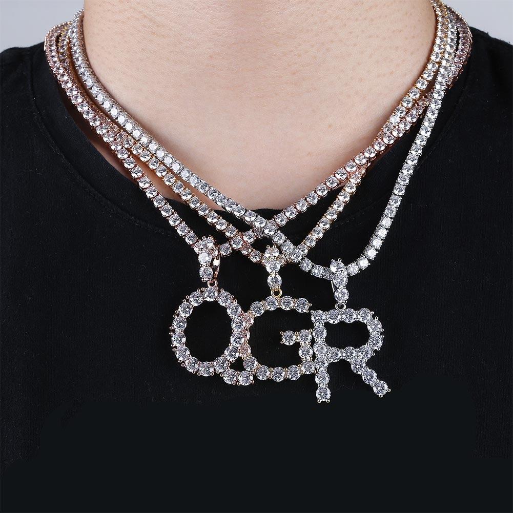 Custom Tennis Letter Pendant 14K - ICECI