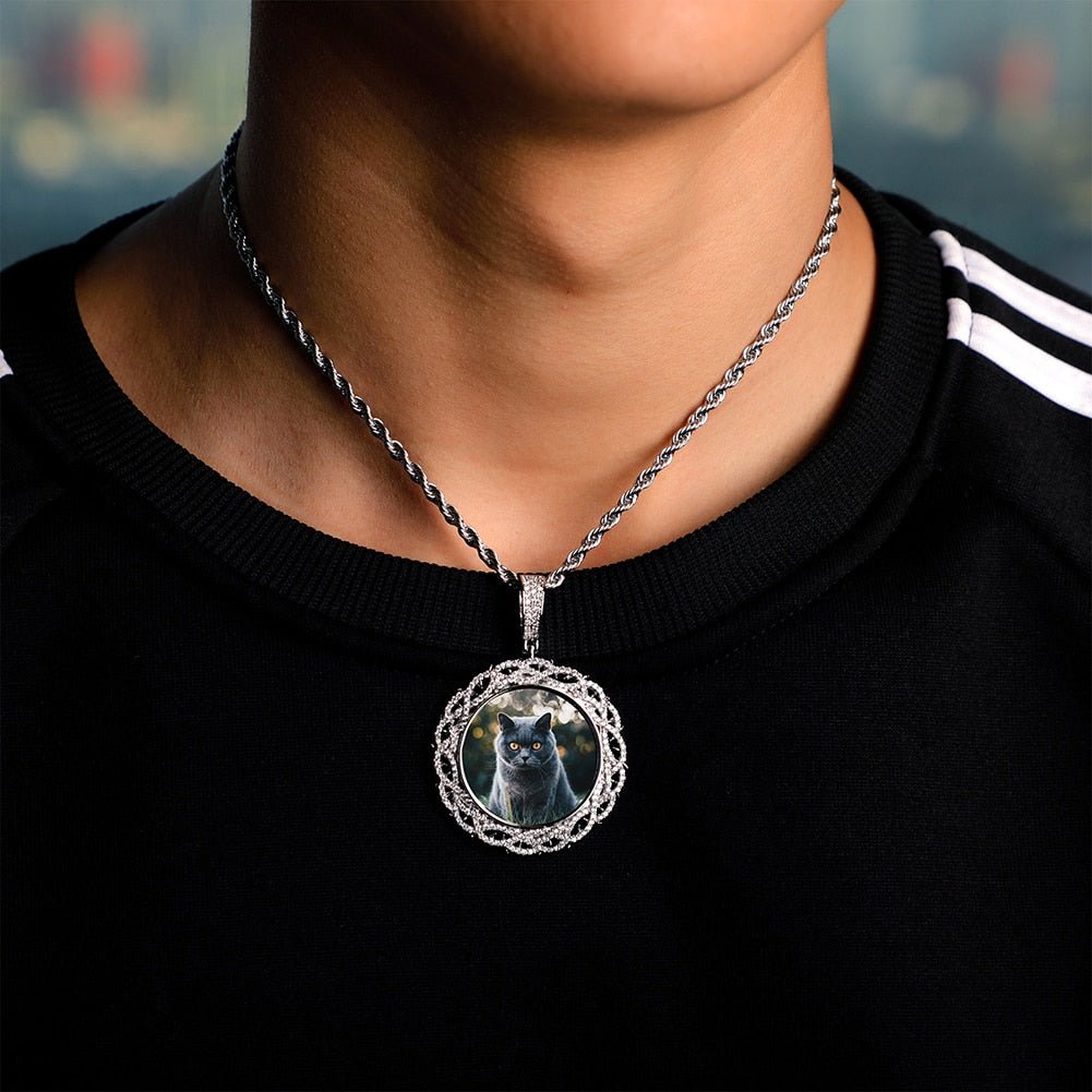 Custom Thorns Photo Medallion Pendant 14K - ICECI