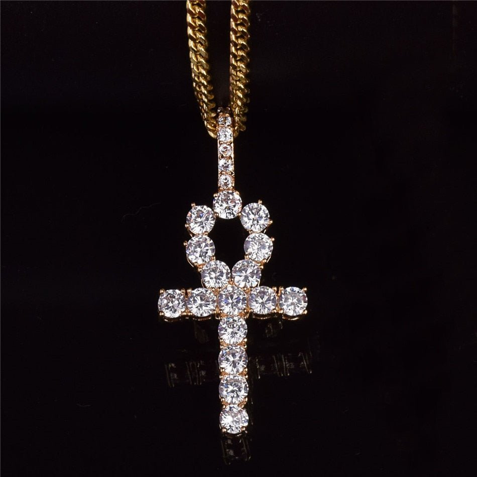 Diamond Ankh Cross Pendant 18K - ICECI