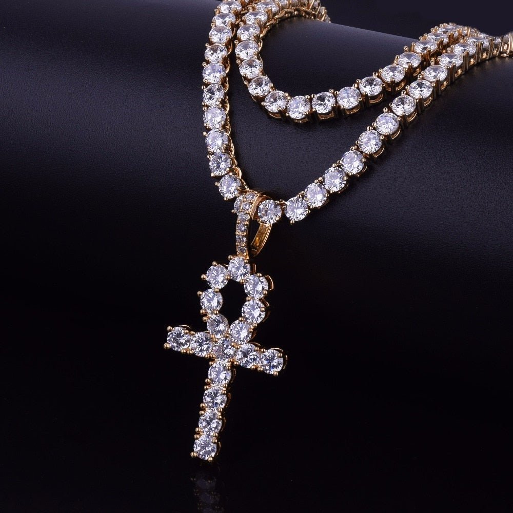 Diamond Ankh Cross Pendant 18K - ICECI