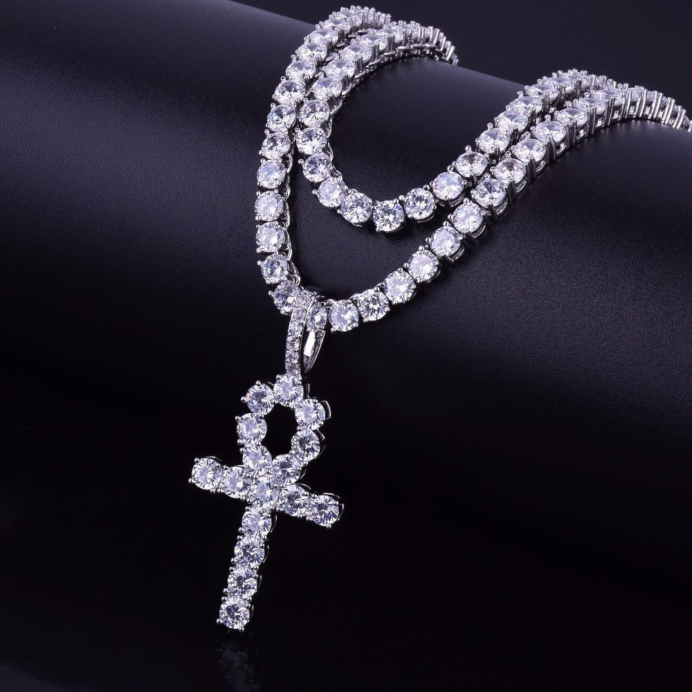 Diamond Ankh Cross Pendant 18K - ICECI